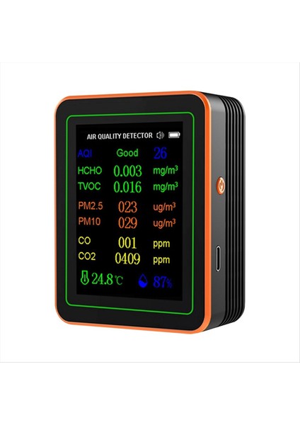 10 Arada 1 Hava Kalitesi Monitör Aqı Hcho Tvoc Pm2 5 PM10 Co2 Co2 Sıcaklık ve Nem Test Cihazı Karbon Dioksit Dedektörü Siyah (Yurt Dışından) fırsatları