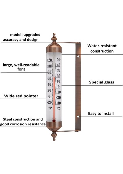 10 Inç Yeni Premium Çelik Iç/dış Mekan Termometresi Kablosuz Dekoratif (Yurt Dışından) indirimleri
