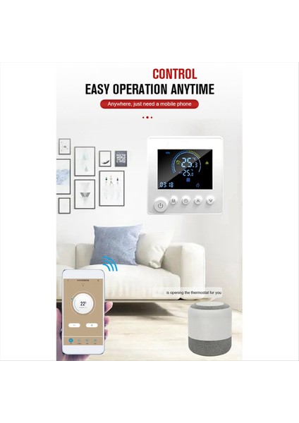 Tuya Wifi Termostat Sıcaklık Kontrolör Su Elektrik Zemin Isıtma Trv 3A Dijital LCD Duvar Duvarı Monte (Yurt Dışından)