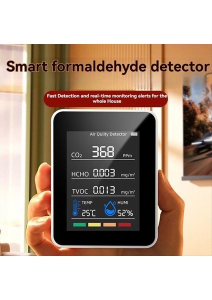 5&#39 Teki Hava Kalitesi Monitör Seviyeleri Sıcaklık ve Nem Dedektörü LCD Ekran Iç Mekan Hava Kalitesi Sensörü Beyaz (Yurt Dışından) modelleri