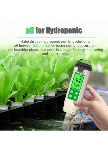 Dijital Ph Metre Hidroponik Su Kalitesi Test Cihazı LCD Arka Işık Termometresi Ph/ec/tds Akvaryumlar Spa Spa (Yurt Dışından) fiyatları