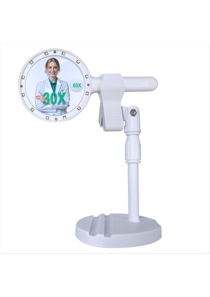 Işık ile Büyüteç 30 x 60 Kat Şarj Edilebilir Büyük Lens 12 LED 3 Mod Aydınlatma Büyüteç Yaşlılar Için Okuma (Yurt Dışından)