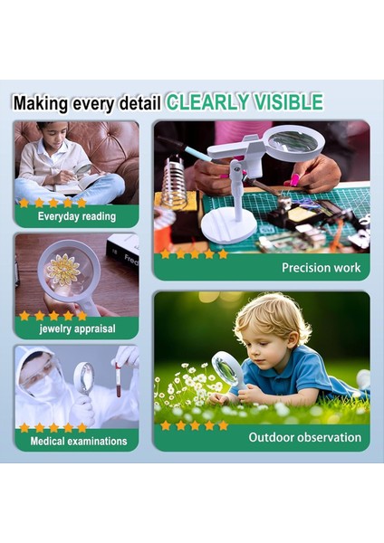 Işık ile Büyüteç 30 x 60 Kat Şarj Edilebilir Büyük Lens 12 LED 3 Mod Aydınlatma Büyüteç Yaşlılar Için Okuma (Yurt Dışından) fırsatları