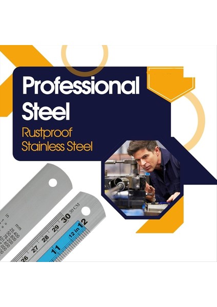 12+6 Inç Metal Cetvel Set-Düz Kenar Cetvelinin Hem Emperyal Hem De Metrik Ölçümleri Var Dıy Projeleri Için Mükemmel Mavi (Yurt Dışından) fırsatları