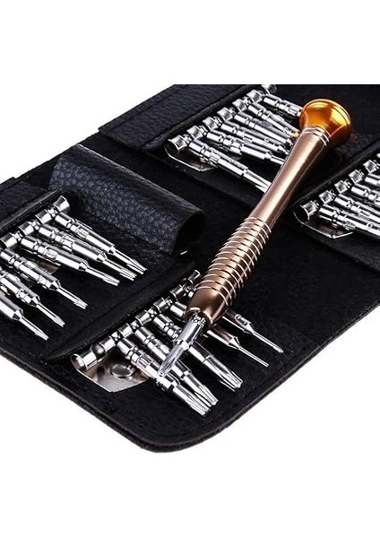 Home 25 Parça Hassas Tornavida Seti, Deri Çantalı, Krom-Vanadyum Çelik, Pc/laptop/telefon/gözlük Tamir Seti, Torx/düz/yıldız Uçlu fırsatları