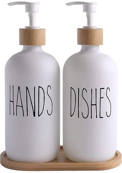 2'li Lüx Cam Sıvı Sabunluk, Mutfak ve Banyo Için Modern Cam Sıvı Sabunluk, Doldurulabilir ve Pompalı Trend Desenli (Beyaz) indirimleri