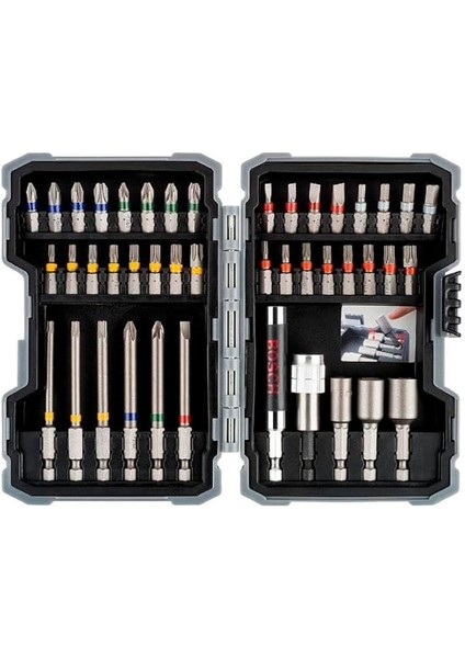 Professional Vidalama Ucu Seti, Gri, 43 Adet, Extra-Hard Tornavida Ucu ve Lokma Anahtarı Seti