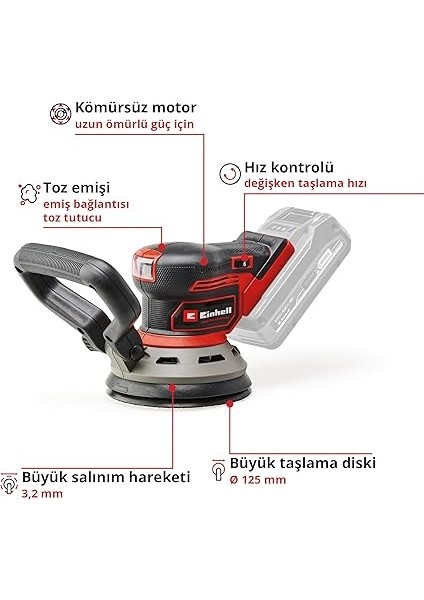 Professional Akülü Eksantrik Zımpara Tp-Rs 18/32 Li Bl-Solo Power X-Change (18 V, Kömürsüz Motor, 3,2 mm Salınım Çapı, 125 mm Zımpara Levhası, Zımpara Kağıdı Dahil) - 4462020 modelleri