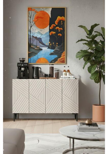 KA1210BT - Ferro Konsol, Tv Sehpası ve Kahve Köşesi 120CM Beyaz-Traverten fırsatları