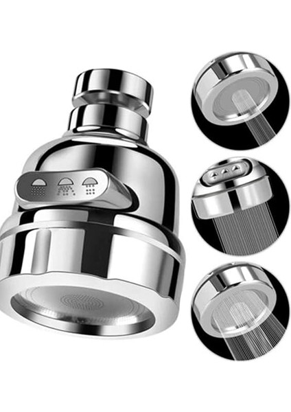 Krom 3 Fonksiyonlu Mutfak Lavabo Başlığı 360 Derece Döner Musluk Ucu Tasarruflu 1410 fırsatları