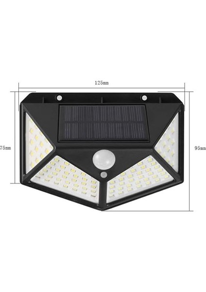 Solar Lamba 100 LED Pır Hareket Sensörlü Dış Duvar Lambası IP65 Bahçe Teras - 1 Adet modelleri