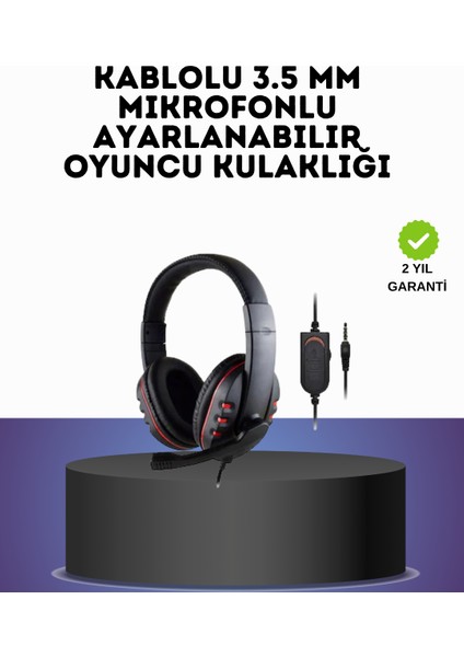 Kırmızı Gaming Headset Mikrofonlu Sağlam Kablolu Konforlu