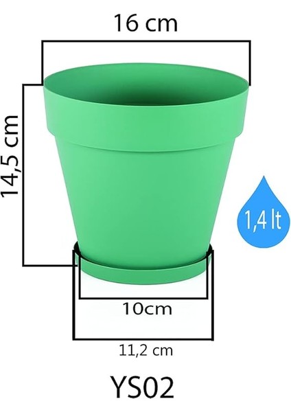 YS02 Yalı Saksı Drenaj Aparatlı Tabaklı Dekoratif Saksı 16CM, 1,7 Litre Antrasit fiyatları