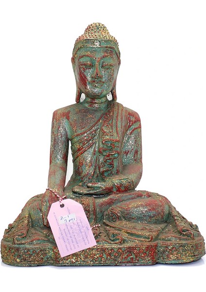 Ahşap Oturan Buda Figürü 2/1