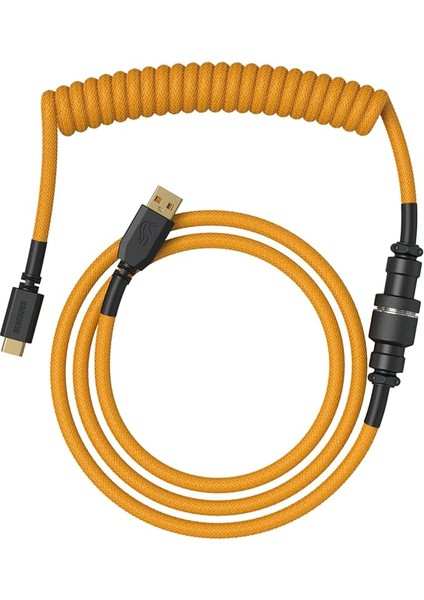 Coiled Keyboard Cable – Coiled USB C Cable Artisan Braided Cables For Mechanical Gaming Keyboard Coiled Cable - Custom Keyboard Cable (Glorious Gold)