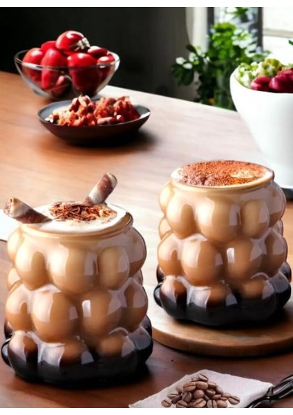 2 Adet Boncuk Şekilli Üç Boyutlu Soğuk Kahve Bardağı Üzüm Bardak Isıya Darbeye Dayanıklı Borosilikat 350ML Cam Bardak fırsatları