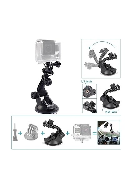 Kamera Aksesuarları Kiti ile Uyumlu Gopro Hero 13 12 11 10 9 8/akaso EK7000/CESUR 4/cesur 7 LE/V50X/EJDERHA Dokunmatik/apexcam/oddv Kamera Özçekim Sopa Yüzer Kolu Kavrama Vantuz Dağı modelleri