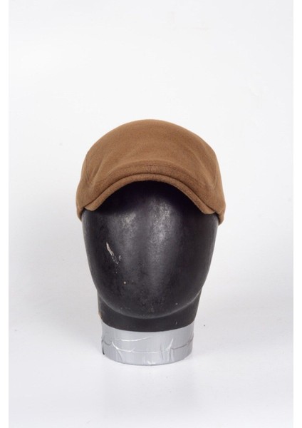 Kışlık Kaşe Şapka Yün Düz Renk Spor London Kasket -Camel fiyatları