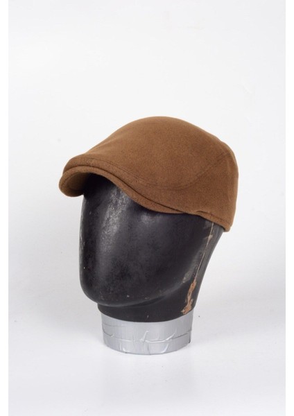 Kışlık Kaşe Şapka Yün Düz Renk Spor London Kasket -Camel modelleri