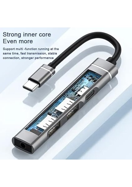 Ses Kartlı USB Hub Çoklayıcı Adaptör 4 In 1 Ses Kartlı Usb/type-C To USB 3.0, USB C ve 3.5mm Jak Çıkışlı Macbook Uyumlu Çevirici Adaptör Çok Portlu Çoklayıcı 4in1 USB Hub Gümüş Renk ZR615 indirimleri