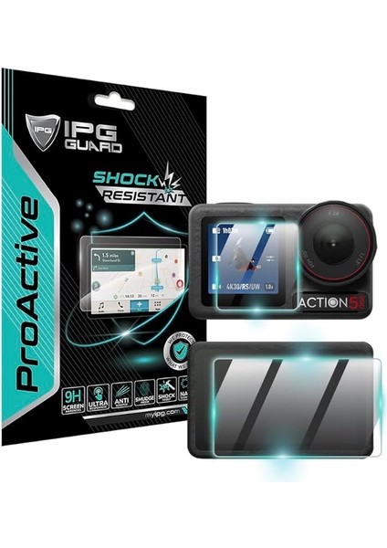Djı Osmo Action 5 Pro Kamera Için 9h Nano Proactive Ekran Koruyucu (2 Adet Büyük, 1 Küçük Ekran), Pürüzsüz Cam Bitiş, Ultra Duyarlı Dokunmatik Hassasiyet