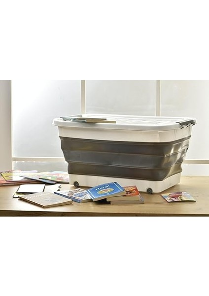 Home Katlanabilir Şeffaf Kapaklı Saklama Kabı – Tekerlekli Büyük Hacimli Oyuncak Kutusu, Çamaşır Sepeti ve Organizer – Plastik Kapaklı Düzenleyici Kutu, Ev ve Ofis Için Çok Amaçlı (45 Litre) fiyatları