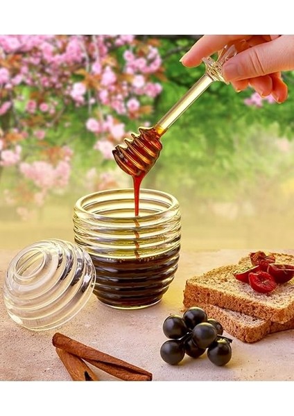 Şekilli Kaşıklı 3 Parça Kristal Bal Kavanozu Mika Kavanoz Bal ve Reçel Kavanoz Kahvaltılık fiyatları