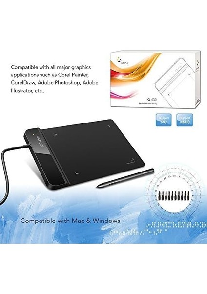 G430S 4 x 3 Inç Grafik Tablet Osu! Oyun Kalemi Tablet Kalem Tablet 8192 Basınç Hassasiyet Seviyesi 266 Rps (G430S, Siyah) fırsatları