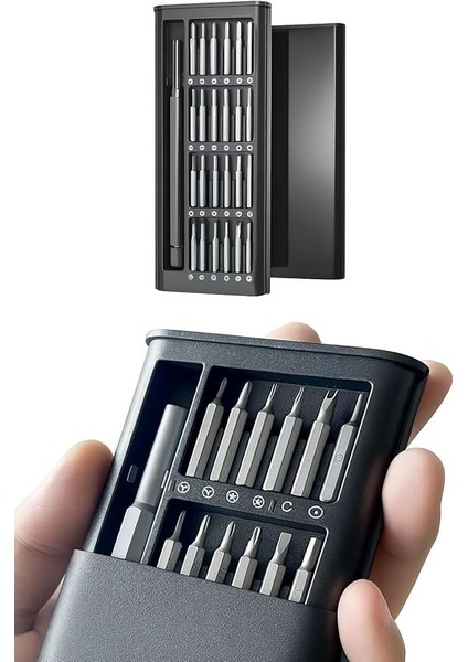 25 Parça Çelik Hassas Mekanik Kutulu Bits Tornavida Seti, Saatçi Tornavidası, Manyetik Mıknatıslı, Yıldız, Düz, Torx Uçlu, Gözlük, Saat, Dizüstü Bilgisayar, Tablet, Cep Telefonu, Kamera Tamiri Için