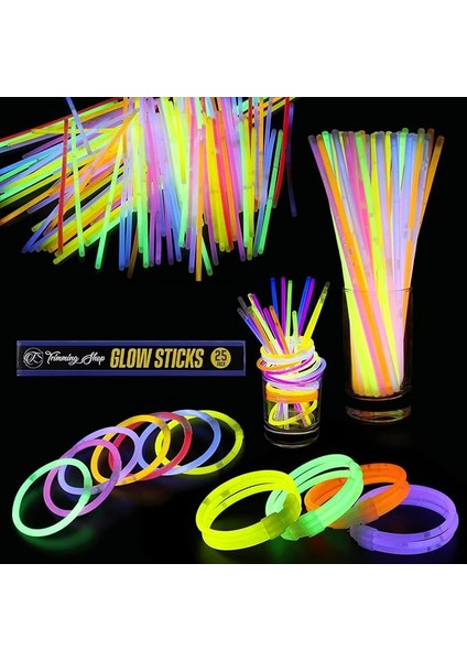 Shop-Mağaza Glow Parti Malzemeleri, Doğum, Düğün Favors, Karışık Renkli Işık Stick, 25PCS Için Bilezikler Bilek Bandı Neon Kolye Sticks Kırpma