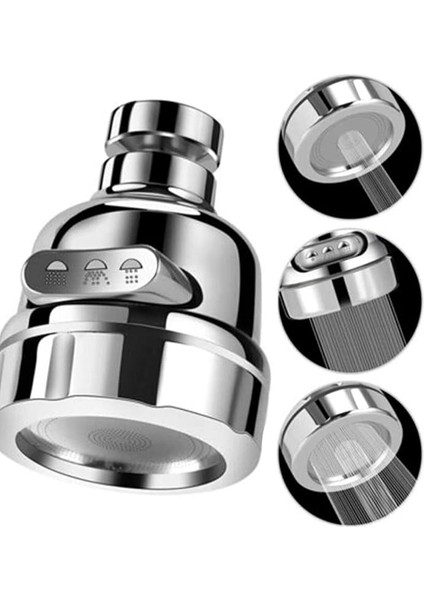 Krom 3 Fonksiyonlu Mutfak Lavabo Başlığı 360 Derece Döner Musluk Ucu Kireç Tutmaz 1410 indirimleri