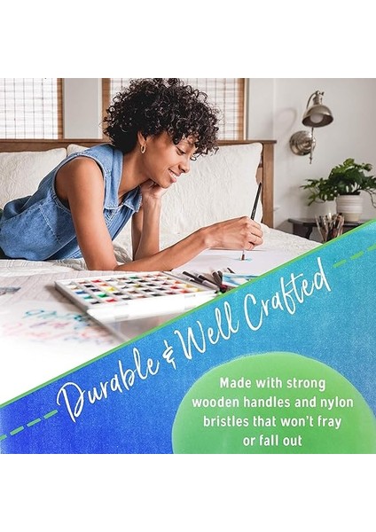 Sanatçı Fırçası Seti, 10'lu Paket Naylon Fırça, Resim, Akrilik, Ince Fırça, Sulu Boya ve Yüz Boyama, Kendin Yap El Sanatları Için, Mavi fırsatları