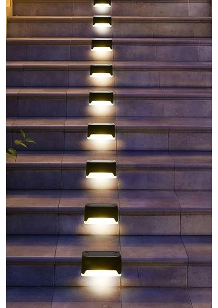 Lü Solar Köşebent LED Bahçe Lambası Güneş Enerjili Şarj Edilen Merdiven Veranda Bahçe Yolu 1430 fırsatları