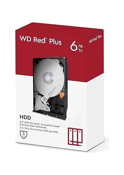Digital 6tb Wd Kırmızı Artı Nas Dahili Sabit Disk HDD - 5400 Rpm, Sata 6 Gb/s, Cmr, 256 MB Önbellek, 3.5" -WD60EFPX fiyatları