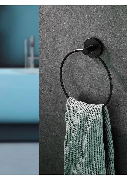 Haus Yuvarlak Halka Banyo Mutfak Havlu Askılığı SIYAH-102