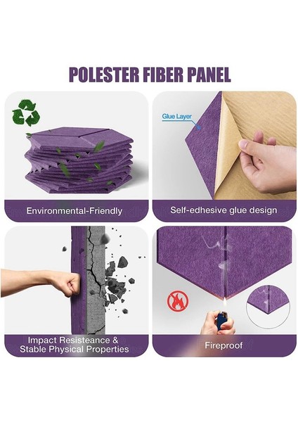 12PCS Kendinden Yapışkanlı Akustik Panel Altıgen Y Kaplı Ses Geçirmez Panel Gürültü Yalıtım Yoğunluklu Yangın Duvar Panelleri (Yurt Dışından) fiyatları