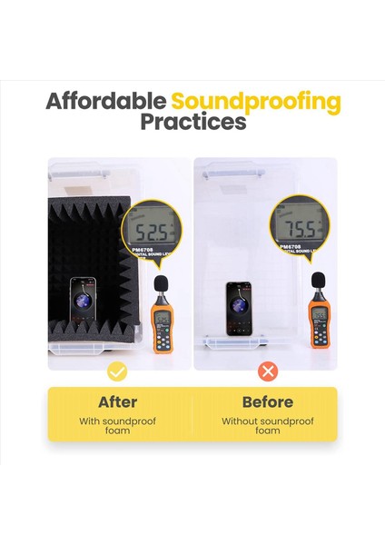 48 Paket Kendi Yapışkan Ses Geçirmez Köpük Panelleri 2X12X12 Inç Piramit Tasarım Akustik Köpük Ev Stüdyosu Siyah + Gri (Yurt Dışından) fırsatları