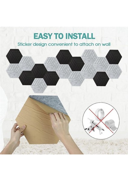 12 Paket Akustik Paneller Kendi Yapışkan Hekson Akustik Paneller Ses Geçirmez Duvar Panelleri Gürültü Yankıları Azaltma (Yurt Dışından) modelleri