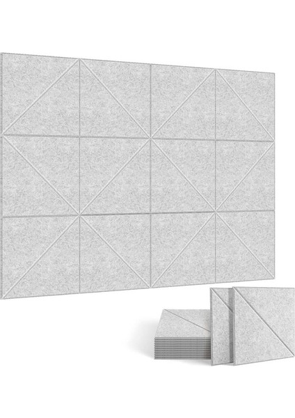 12 Paket Akustik Panel 12 x 12 Inç Dekoratif Ses Yalıtımı Paneller Duvar ve Tavan Akustik Paneller Gümüş Gri (Yurt Dışından)