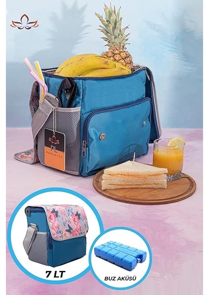 Soğuk Sıcak Tutan Termal Termos Yiyecek Içecek Çantası Buz Aküsü Hediyeli Çiçekli modelleri