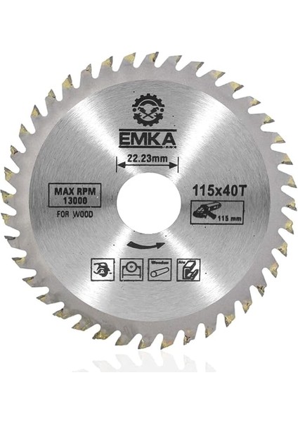 Emka Ahşap Kesme Sunta Testeresi 115 mm 40 Diş