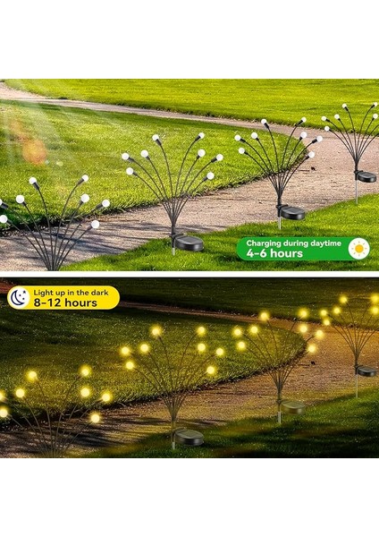 Su Geçirmez Solar Bahçe Işıkları Dış Mekan, Sıcak Beyaz Sallanan Ateşböceği Işıkları, Yol, Çit, Bahçe Dekorasyonu Için (4'lü Paket) fiyatları