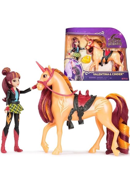 Academy Valentina ve Tek Boynuzlu At Cinder Seti – Sevilen Netflix Dizisinden Yaklaşık 12 cm Orijinal Figürler, 4 Yaş+ Için
