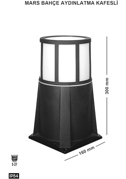 Kafesli Set Üstü Bahçe Lambası Zita Bahçe Aydınlatması 35 cm Yer Lambası 220V IP54 (UG-ZT-0281K) fırsatları