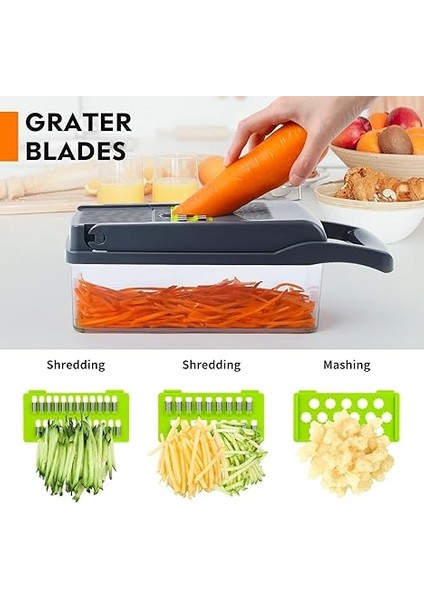 Sebze Kesici – Küp Doğrayıcı – Sebze Doğrayıcı – Sebze Rendesi – Atışlar, Dilimler Için Uygun, 14'ü 1 Arada Çok Fonksiyonlu Kesici, Soğan Doğrayıcı, Salata Kesici, Mandolin, Abs fırsatları