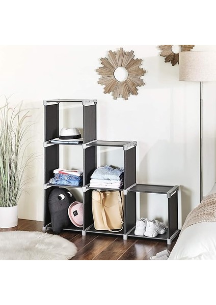 6'lı Küp Kitaplık, Dıy, Oturma Odası Için Organizatör, Siyah LSN63H fiyatları