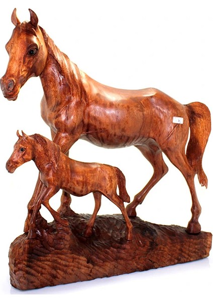 Ahşap El Oyması Yavrulu At No:3