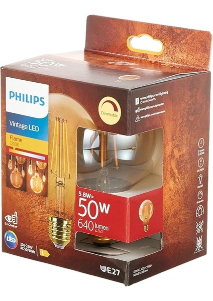 Ledcla 50W G95 E27 2200K Sarı Işık Gold Dim Edilebilir Filament LED Ampul fiyatları
