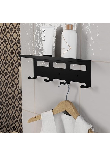 Metal Duvar Rafı ve Askılık - Çok Amaçlı Askı Aparatatı - Banyo, Mutfak, Giyinme Odası, Kiler ve Oda Kapı Arkaları Için Uygun