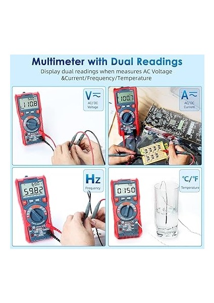 M6K0R 6000 Trms Dijital Multimetre, Voltmetre, Polimetre, Ac/dc Akım, Ac/dc Gerilim, Direnç, Frekans, Kapasitans, Süreklilik, Test Diyotları Için Test Cihazı Sayımları modelleri